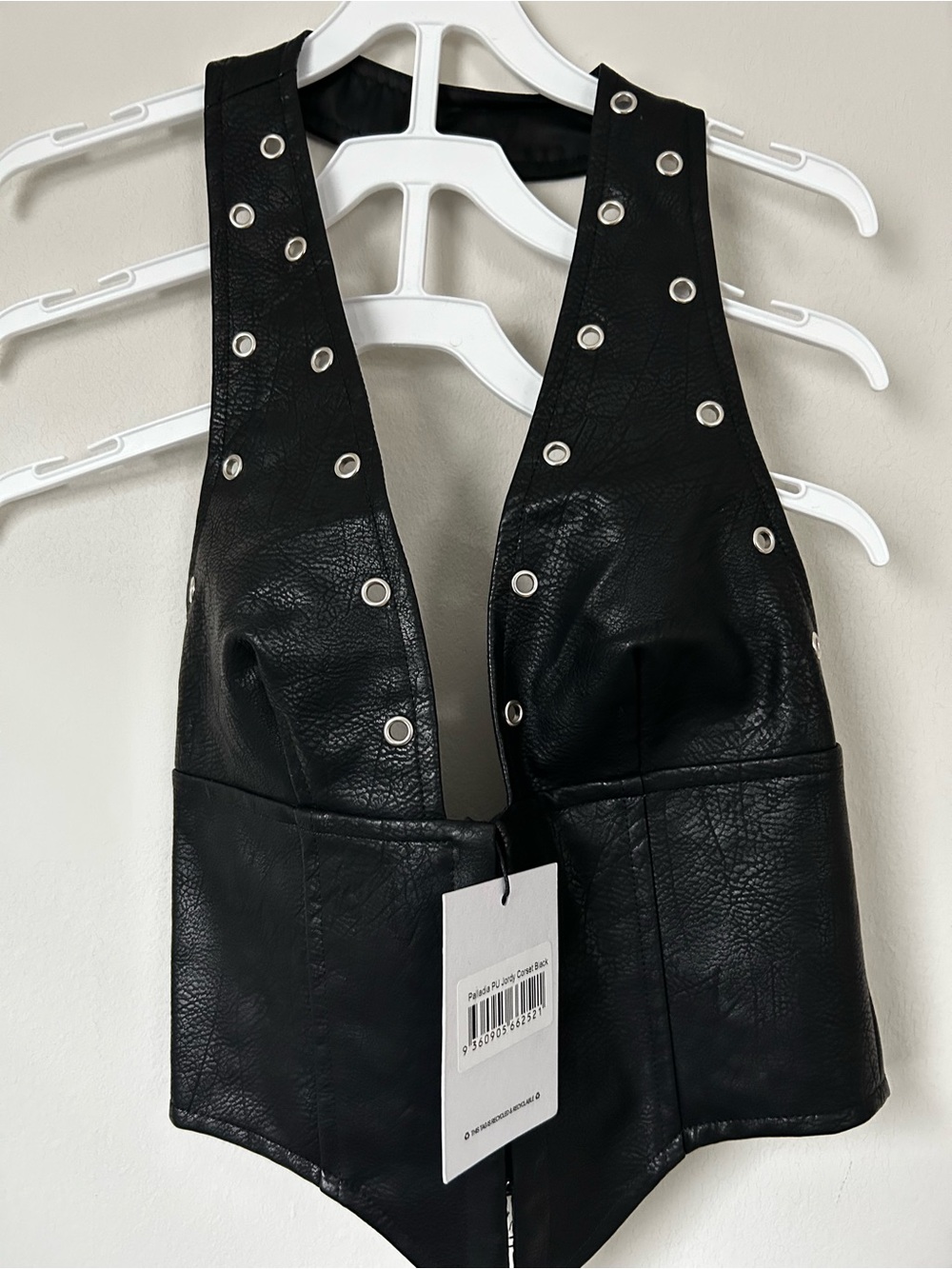 Princess Polly Black Faux Leather Grommet Vest